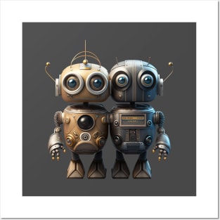 Cute Vintage Robot with Sidekick Posters and Art